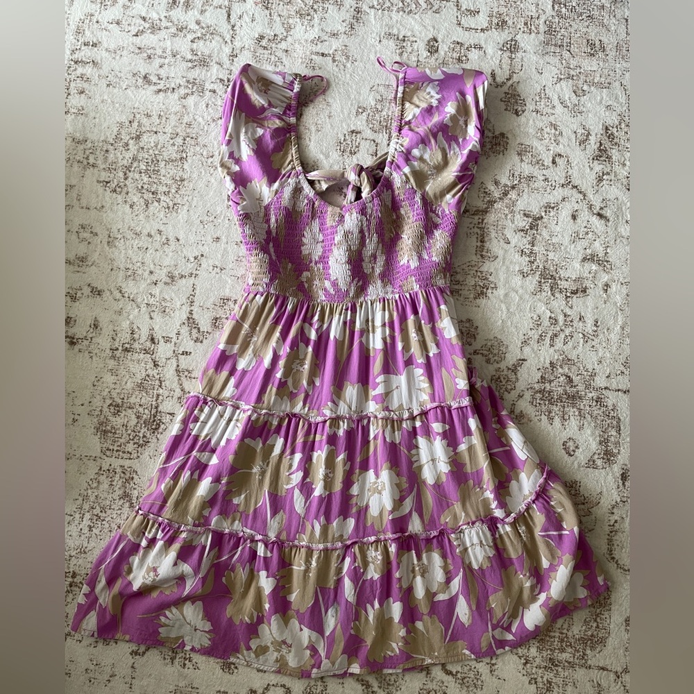 NOBO Lavender Floral Tiered Mini Dress | size L